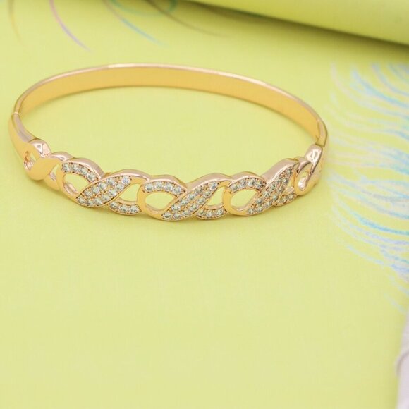 Rose Gold Bangle with Infinity Design and Sparkling Stones, XPBL0456 - Picture 4 of 12